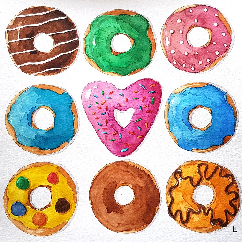 Watercolor donuts illustration