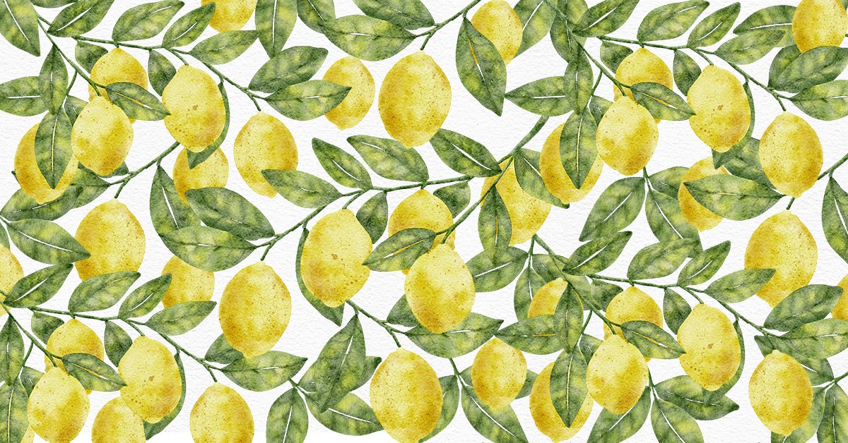 Watercolor illustration of lemon branches