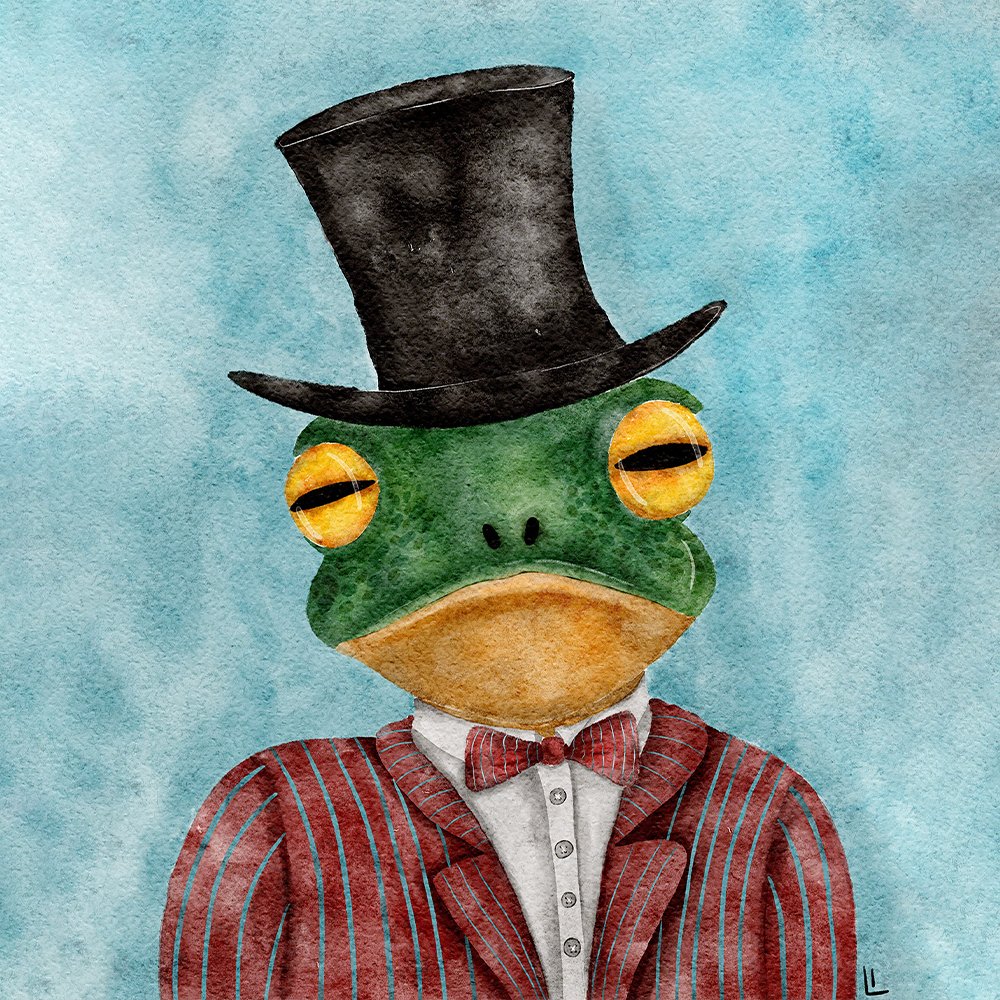 Mr. Frog watercolor illustration