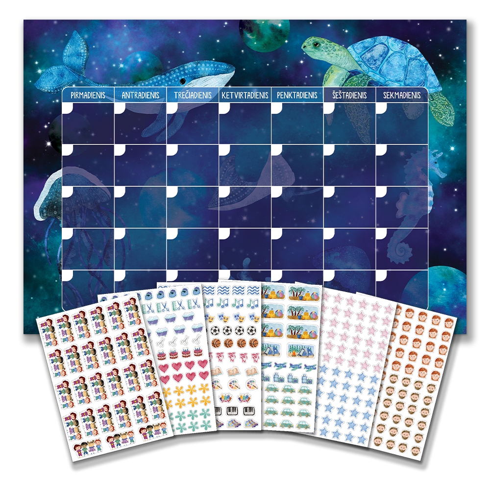 Monthly planner with stickers for kids