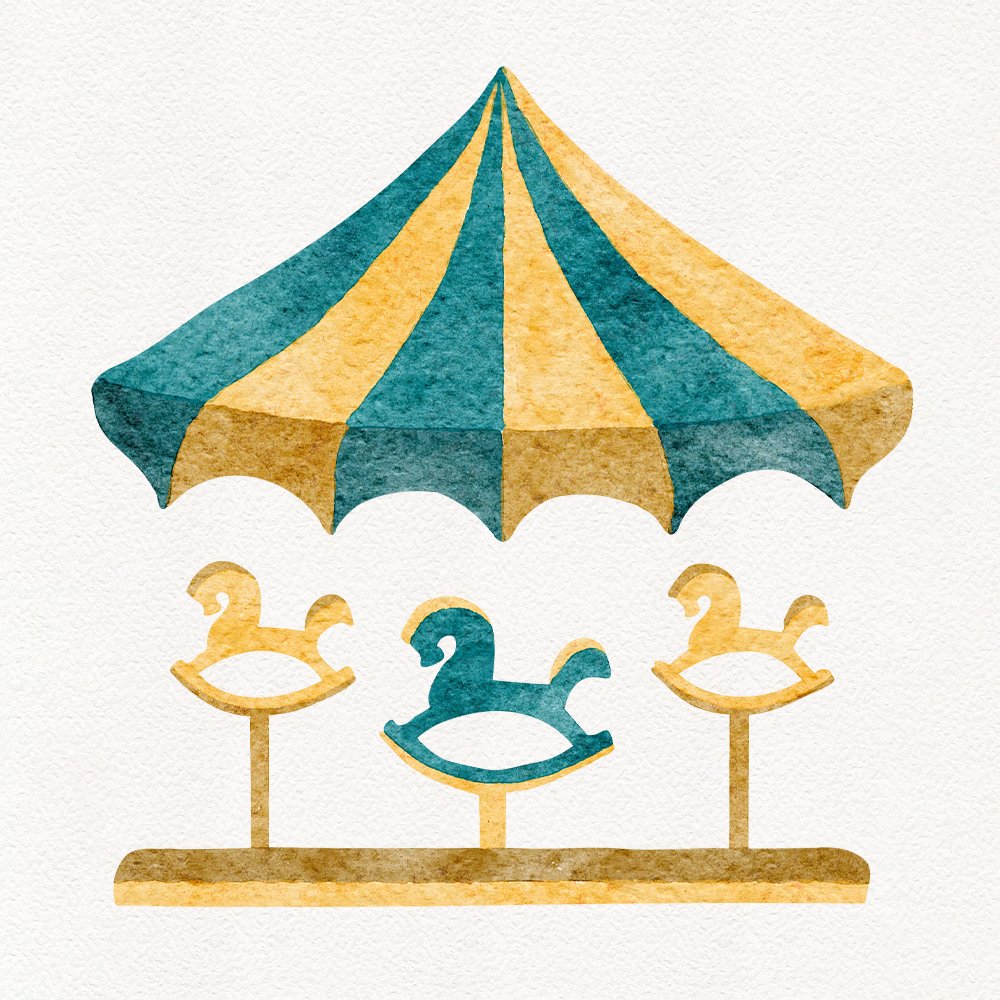 Watercolor illustration of carousel