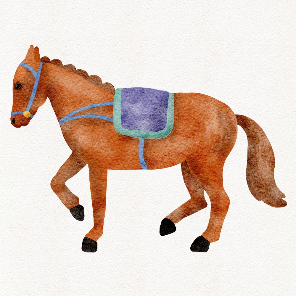 Cute watercolor horse illustration