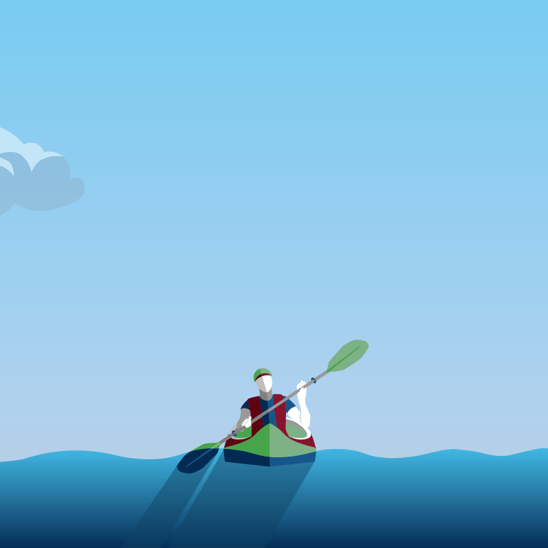 Vector illustration of kayak in water