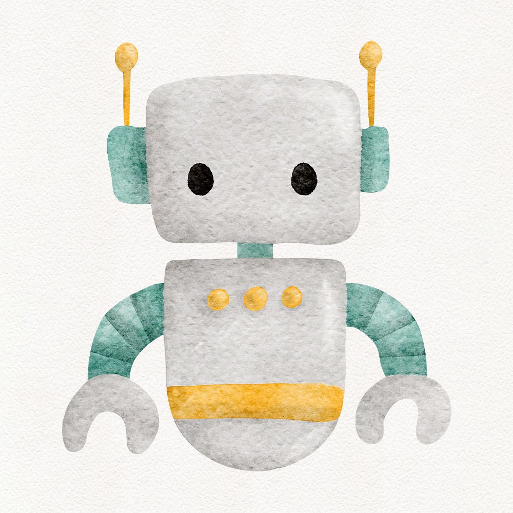Cute watercolor illustration of robot