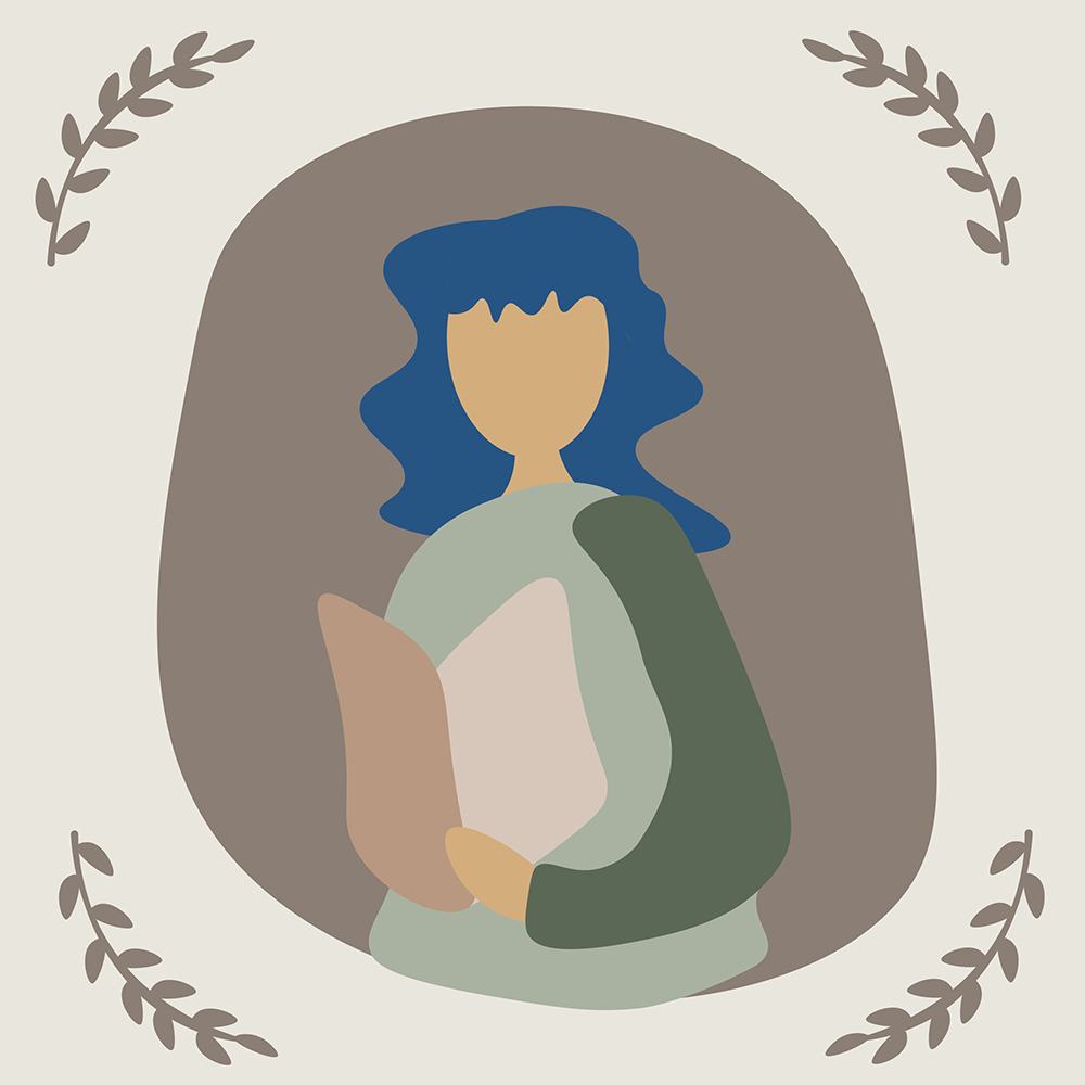 Vector illustration of a girl reading a book
