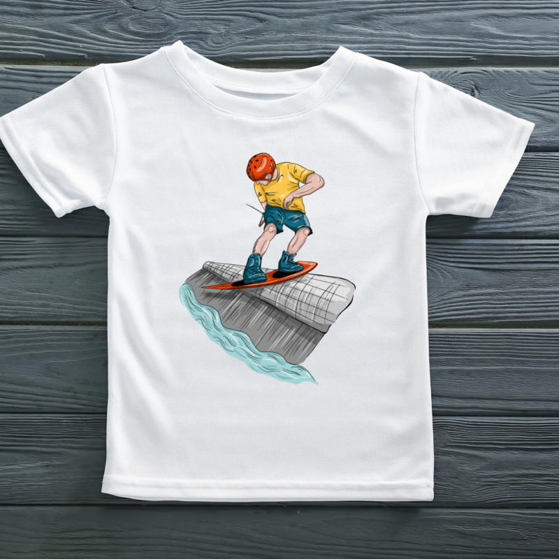 Tshit with wakeboarding illustration